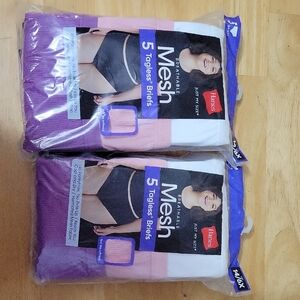 Plus SizeHanes Mesh Tagless Briefs - Purple and White Pack 5 Piece (2 Quantity)